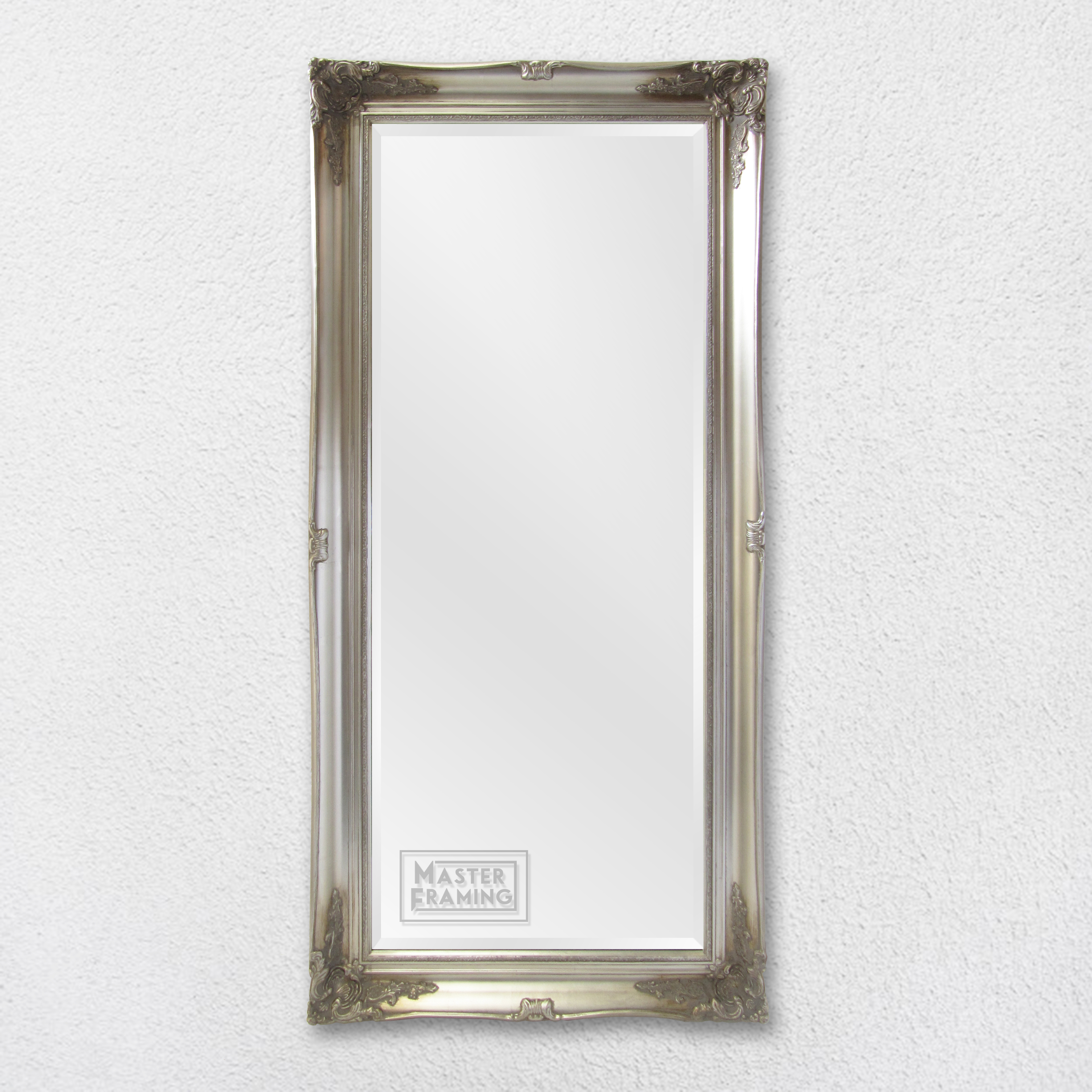 silver ornate framed mirror 6860s